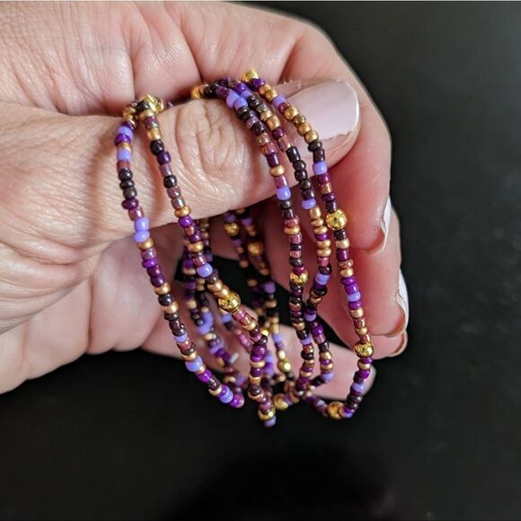 Purple Beaded Bracelets Set - Picture 6 of 6